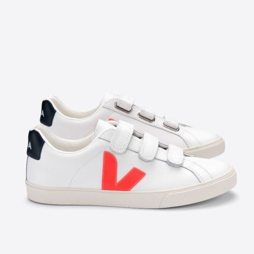 Veja Esplar 3-lock Leather Miesten Kengät Valkoinen/Koralli/Mustat (F68A87)